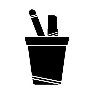 Pen, pencil, holder, ruler, scale, pen holder icon Stock Illustration