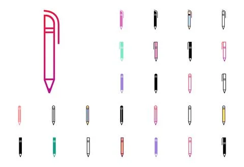 Pen, pencil Icon Set Vector Illustration Stock Illustration
