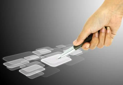 A pen pointer on a touch screen interface Stock Illustration