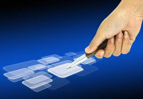 A pen pointer on a touch screen interface Stock Illustration