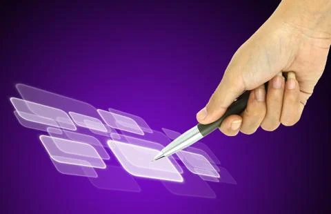 A pen pointer on a touch screen interface Stock Illustration