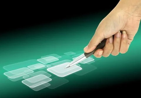 A pen pointer on a touch screen interface Stock Illustration