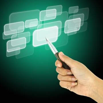 A pen pointer on a touch screen interface Stock Illustration