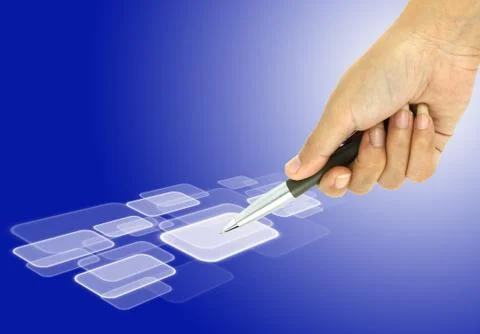 A pen pointer on a touch screen interface Stock Illustration