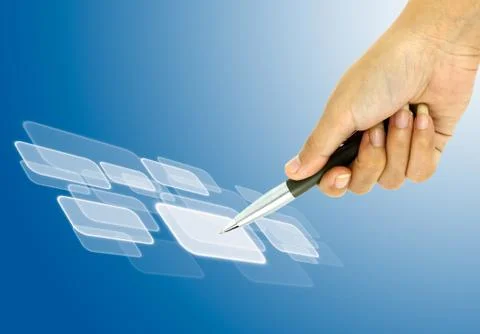 A pen pointer on a touch screen interface Stock Illustration
