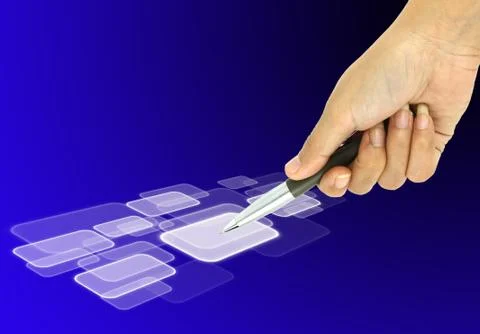 A pen pointer on a touch screen interface Stock Illustration