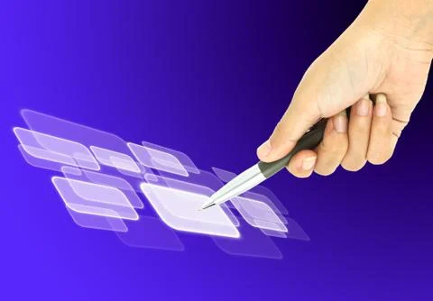 A pen pointer on a touch screen interface Stock Illustration