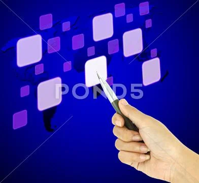 A pen pointer on a touch screen interface Stock Illustration
