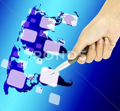 A pen pointer on a touch screen interface Stock Illustration