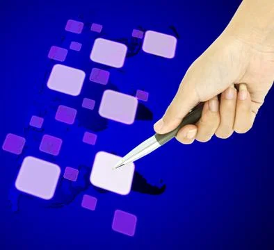A pen pointer on a touch screen interface 库存插图