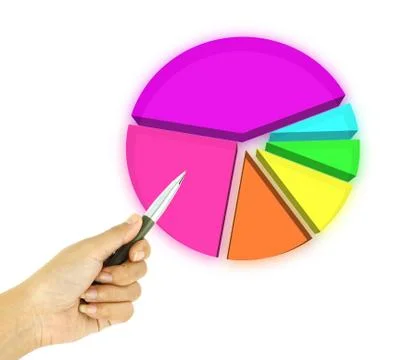 Pen pointing 3d pie graph Stock Illustration