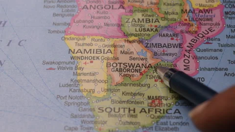 Pen Pointing to Country Botswana Position on World Map Stock Footage 326780245