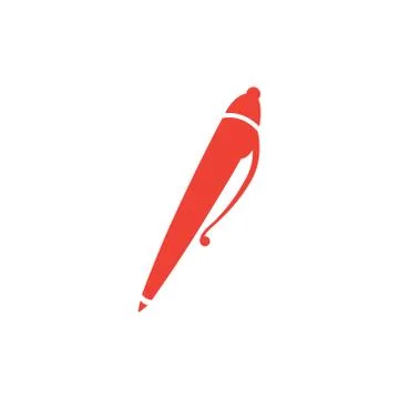 Pen Red Icon On White Background. Red Flat Style Vector Illustration. Stock Illustration
