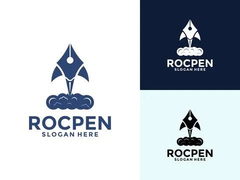 Pen Rocket logo vector template, creative combination speeding rocket with .. Stock Illustration