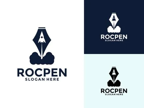 Pen Rocket logo vector template, creative combination speeding rocket with .. Stock Illustration