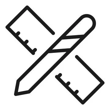 Pen ruler icon outline vector. Edit tool Illustrazione stock