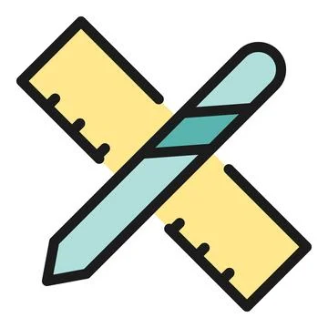 Pen ruler icon vector flat Stockillustratie