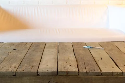 Pen on Rustic Wood Table Stock Photos