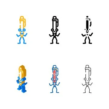 Pen school character types color icon vector Stock Illustration