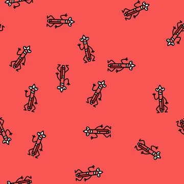 Pen school character vector seamless pattern Stock Illustration