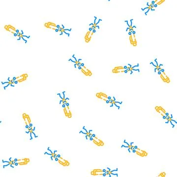 Pen school character vector seamless pattern Stock Illustration