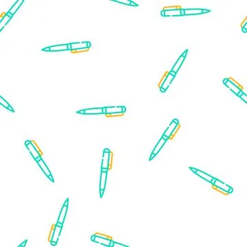 Pen school stationery vector seamless pattern Stock Illustration