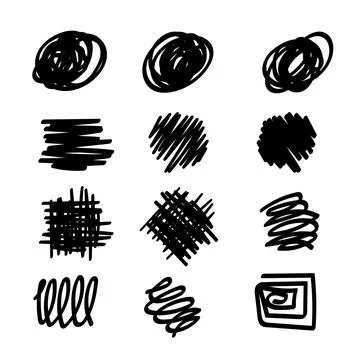 Pen Scribble Collection Hand-Drawn Abstract Marker Brush Stroke Set.Vector .. Stock Illustration
