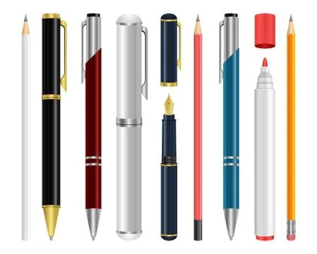 Pen set vector design illustration isolated on white background Stock Illustration
