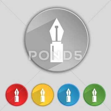 Pen sign icon. Edit content button. Set of colored buttons. Vector: Royalty  Free #48739530