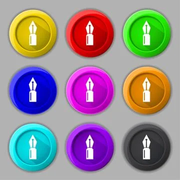 Pen sign icon. Edit content button. Set of colored buttons. Vector Stock Illustration