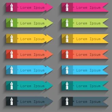 Pen sign icon. Edit content button. Set of colored buttons. Vector 스톡 일러스트