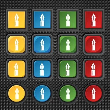Pen sign icon. Edit content button. Set of colored buttons. Vector Stock Illustration