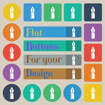 Pen sign icon. Edit content button. Set of twenty colored flat, round, square イラスト素材