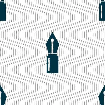 Pen sign icon. Edit content button. Seamless pattern with geometric texture.  Illustrazione stock