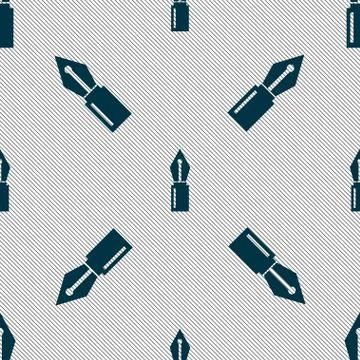 Pen sign icon. Edit content button. Seamless pattern with geometric texture.  Stock Illustration