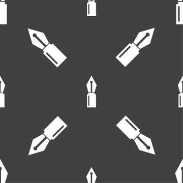 Pen sign icon. Edit content button. Seamless pattern on a gray background. Ve Stock Illustration