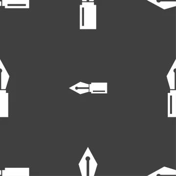Pen sign icon. Edit content button. Seamless pattern on a gray background. Ve Stock Illustration