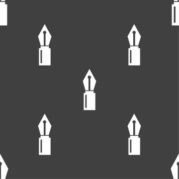 Pen sign icon. Edit content button. Seamless pattern on a gray background. Ve Stock Illustration