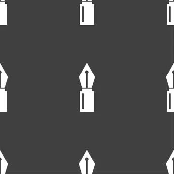 Pen sign icon. Edit content button. Seamless pattern on a gray background. Ve Stock Illustration