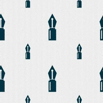Pen sign icon. Edit content button. Seamless pattern with geometric texture. Stock Illustration