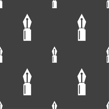 Pen sign icon. Edit content button. Seamless pattern on a gray background. Stock Illustration