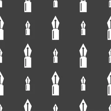Pen sign icon. Edit content button. Seamless pattern on a gray background. Illustrazione stock
