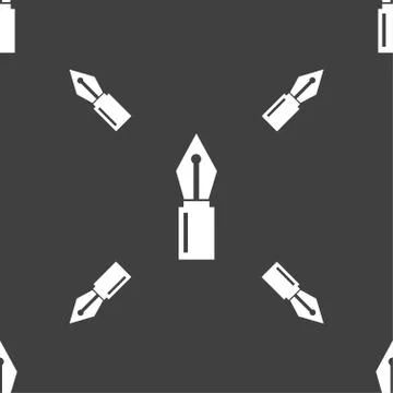 Pen sign icon. Edit content button. Seamless pattern on a gray background. Stock Illustration