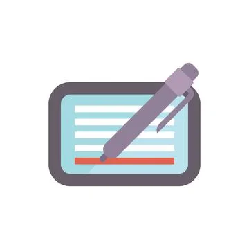 Pen signing a contract on a digital tablet, electronic signature concept Stockillustratie