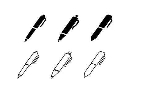 Pen simple icon set. Pen symbol collection. Vector illustration. Set of pens Stock Illustration