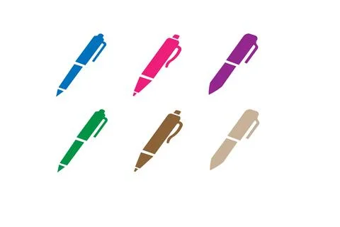 Pen simple icon set. Pen symbol collection. Vector illustration. Set of pens Stock Illustration
