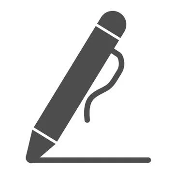 Pen solid icon, school concept, pen drawing line sign on white background Stock Illustration