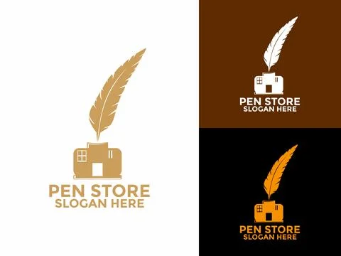 Pen Store logo design vector, Pen Shop logo design template Stock Illustration