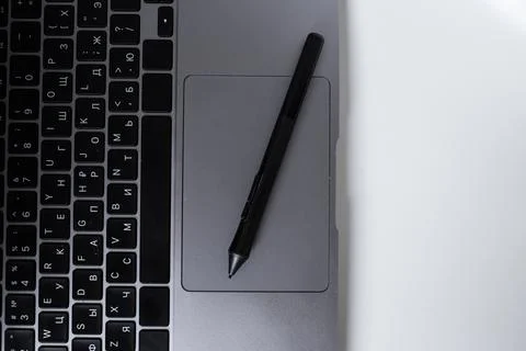Pen for tablet, office work, stylish technology Stock Photos