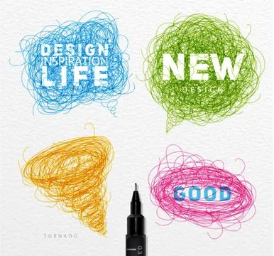 Pen tangle elements color Stock Illustration